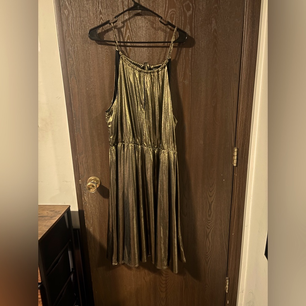 Torrid size 2 gold spaghetti strap dress